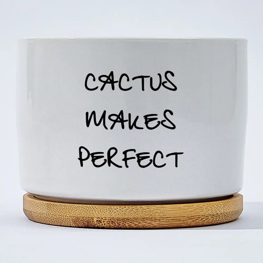 Custom Ceramic Flower Pot with Wooden Base – Elegant Home Decor