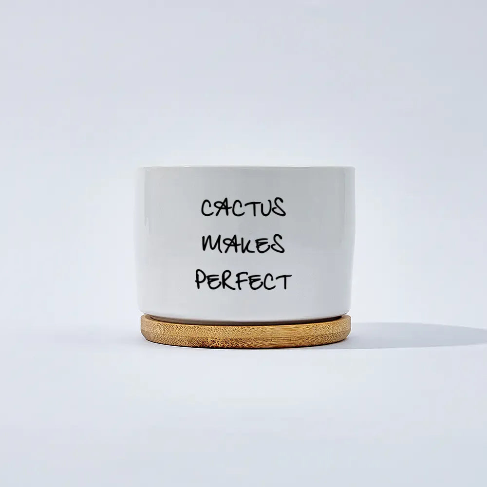 Custom Ceramic Flower Pot with Wooden Base – Elegant Home Decor