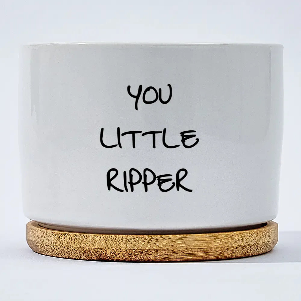 Custom Ceramic Flower Pot with Wooden Base – Elegant Home Decor