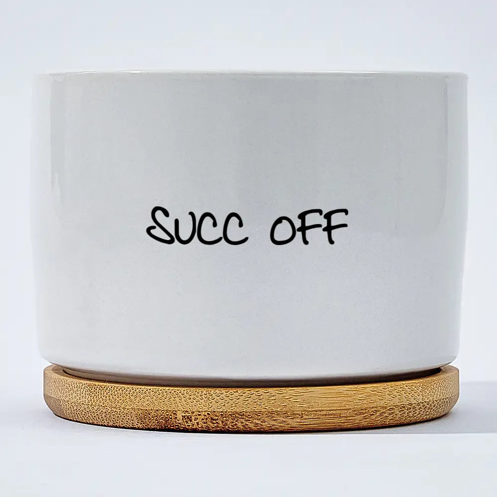 Custom Ceramic Flower Pot with Wooden Base – Elegant Home Decor