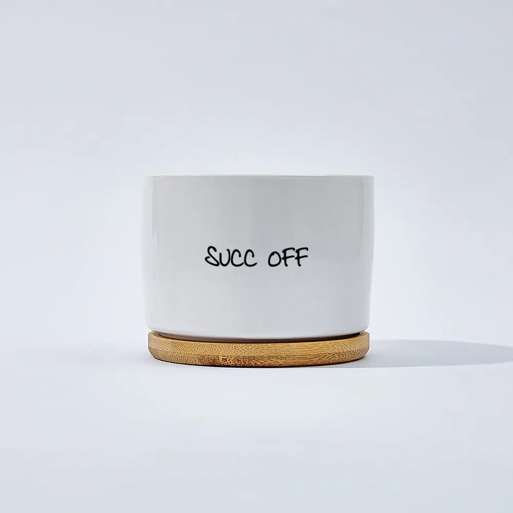 Custom Ceramic Flower Pot with Wooden Base – Elegant Home Decor