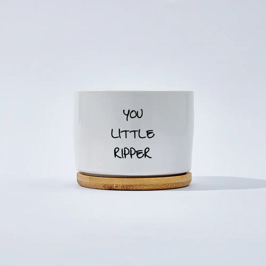 Custom Ceramic Flower Pot with Wooden Base – Elegant Home Decor